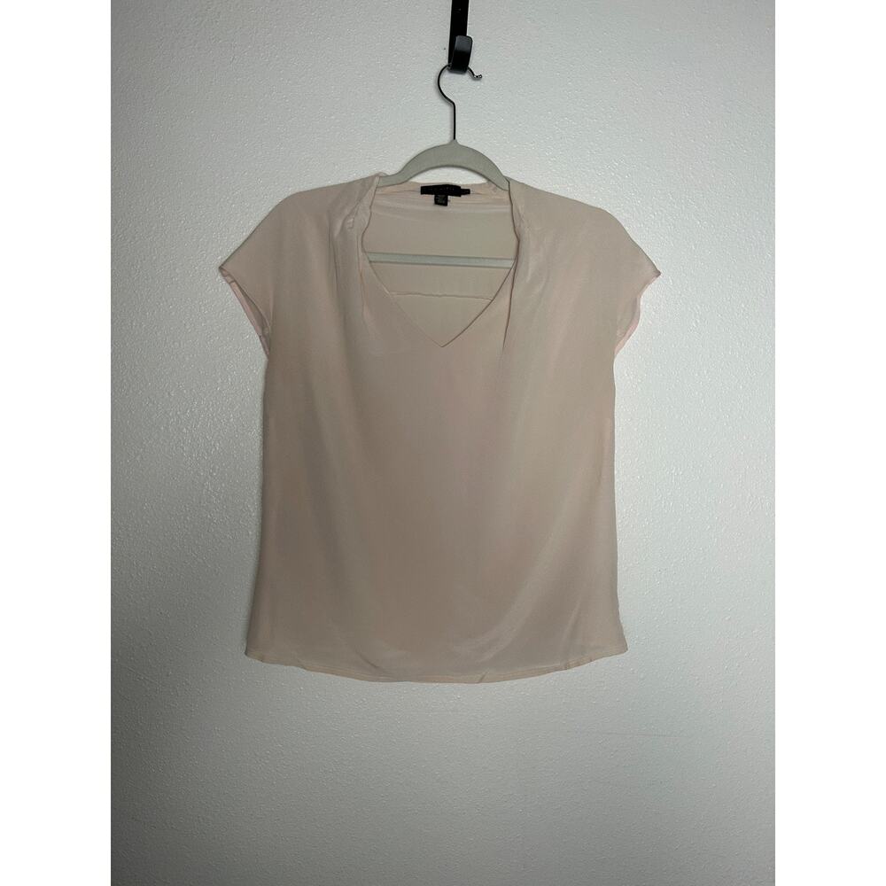 Ted Baker Women Cap-Sleeve Sheer Pale Blush Pink Silk Blouse Size Small/2